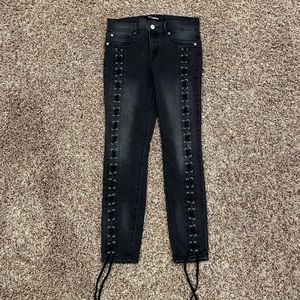 Express Lace Up Mid Rise Ankle Leggings Jeans
